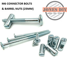 M6 JOINT CONNECTOR BOLTS & CROSS DOWEL BARREL NUT 25MM FURNITURE CONNECTING BOLT