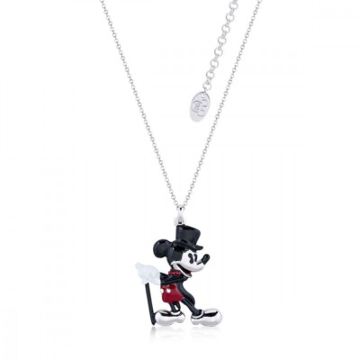 Disney Mickey Mouse 90 Jahre Weißgold vergoldet Schausteller Halskette - DSN499 - Neu