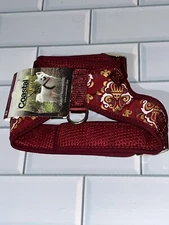 Coastal Accent Metallic Adjustable Royal Burgundy Crown  Dog Harness XS X-Small