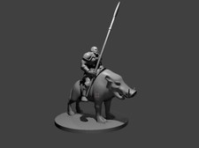 Half Orc Barbarian with Boar Mount 28mm Scale DND D D Tabletop Miniature
