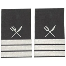 BuyStripes Chef Uniform Shoulder Board Epaulets Silver Knife & Fork & Three Bars