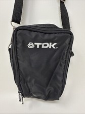Vintage TDK Cassette Tape Carrying Case Camera Storage Bag Black