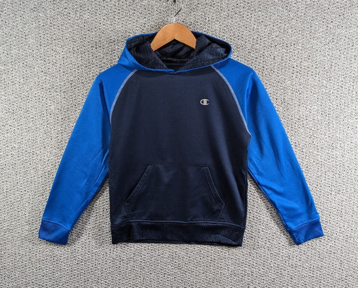 CHAMPION Kids Retro Navy Blue Polyester Sweatshirt Jumper Hoodie M Age  Y