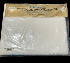 Vintage J.P. Stevens Utica Mohawk White Cotton Double Sheet Made in USA