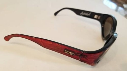RARE 90’s Vintage Arnette Hoodoo Wrap Sunglasses RED & Black Acetate from Italy - Picture 10 of 16