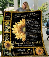 Custom Christmas To My Mom I Love You Sunflower Blanket - Cozy Premium Blanket