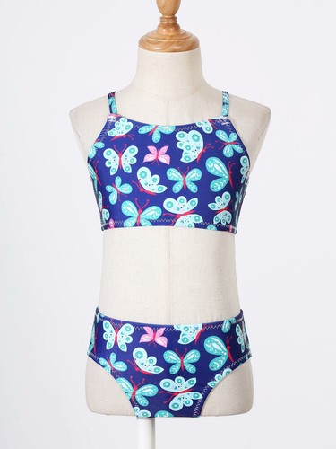 Girls Athletic Swimwear Printed Tankini Bikini Sets Beachwear Bathing Suit - Picture 71 of 96