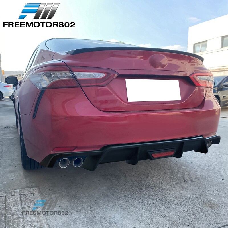 For 18-24 Toyota Camry SE XSE Rear Bumper Diffuser Spoiler Lip W/LED Matte Black