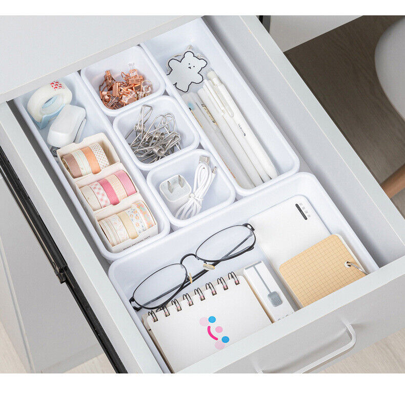 8pcs Small Storage Box Drawer Organizer Set Plastic Dividers Trays