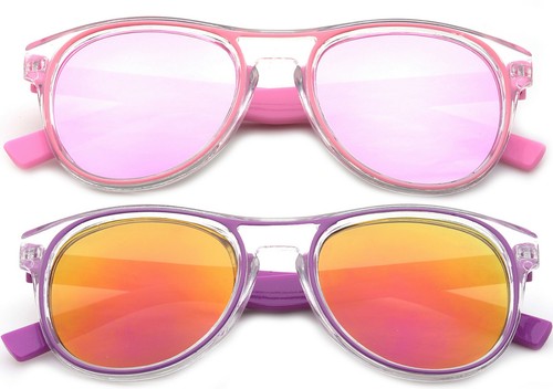 Kids Sunglasses Clear Frame Classic Boys Girls Eywear Two Tone Lead Free UV 100% - Picture 21 of 26