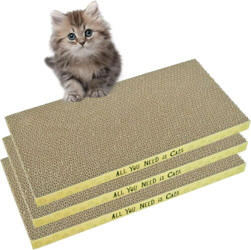 Cardboard Cat Scratcher 3 Pack Refill Reversible Cat Scratching Pad Durable Cat