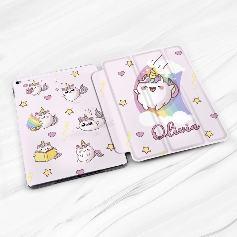 Custom Name Kawaii Unicorn Case For iPad 10.2 Air 3 4 5 Pro 9.7 11 12.9 Mini - Image 2 of 4