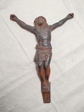 Christ Ancien En Métal Rouge Marqué MB Orléans 33 Cm Fêlé 