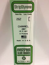 Evergreen Scale Models 14in Styrene Channel .080in .20cm pkg(4) 262