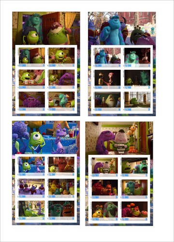 DISNEY MONSTERS UNIVERSITY 8 SOUVENIR SHEETS animation cartoons