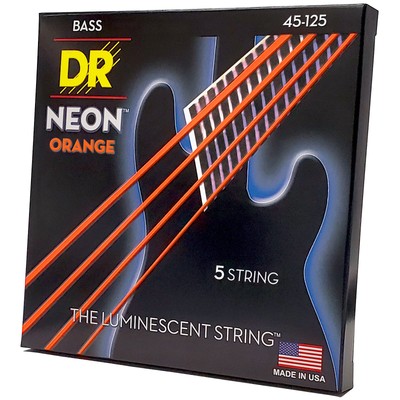Saiten E-Bass DR Neon Orange Medium 5 Bass Saiten NEU