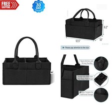 Elegant Black Baby Diaper Caddy Organizer - Durable Felt with Reinforced Handles
