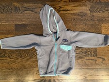 Patagonia Kids Full-Zip Fleece Hoodie Jacket Blue/Gray, Size 2T