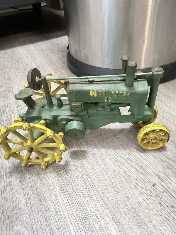 John Deer Vintage Tractor Farm Equipment Toy Keepsake Metal Die  Cast Old Green