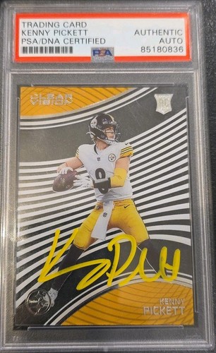 2022 Clearly #CVR-1 - Kenny Pickett RC - Yellow Ink Auto - PSA/DNA CERTIFIED...