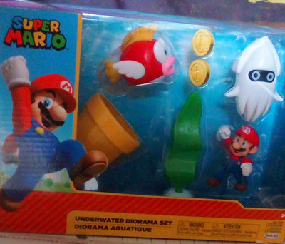 JAKKS Pacific Super Mario Underwater Diorama Set 40016 Mario Blooper Cheep Cheep