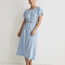 Madewell Pull-On Dress Set in Gingham Check Large