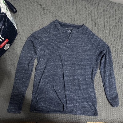 Aeropostale Men s L/S Henley Shirt Navy Blue Cotton Lounge Medium NEW