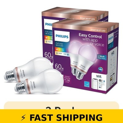 Philips Smart Wi-Fi LED 60W A19 Bulb - Frosted & Tunable White (2-Pack)
