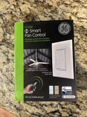#ad #ad GE In Wall EZ Smart Fan Control White Light Almond Wireless Via Z Wave Plus NEW $30.00