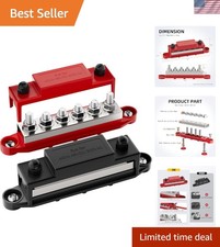 400A Bus Bar 12V Power Distribution Block 6 x 5/16" M8 Terminal Studs 12 Volt...