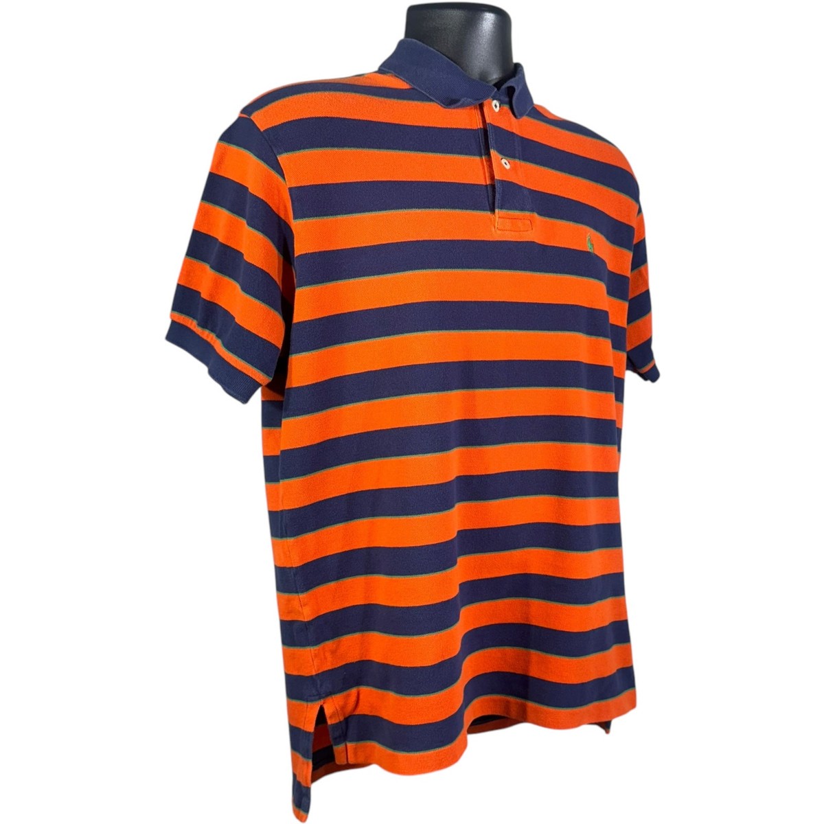 5 Horse man ラガーシャツpolo RALHA Lauren Mens Polo Ralph Lauren Large Orange Horse Striped Short