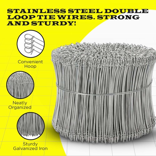 8 Inch - 16 Gauge 1000 pcs STAINLESS STEEL Steel Double Loop Rebar Wire Bar T... - Picture 4 of 7