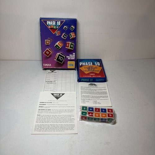 NEW OPEN BOX / DICE SEALED Phase 10 Dice Game Fundex & Card Game NEW 1993 - Picture 1 of 12