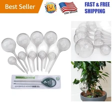 10 Self-Watering Globes in Clear Plastic - Gift Set with Moisture & pH Meters