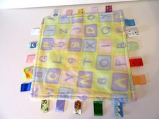 Original Taggies Pastel Squares ABC BLOCKS 14" sq Lovey Baby Security Blanket
