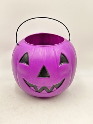 Vintage General Foam Blow Mold 8  Jack-O-Lantern PURPLE Candy Pail Bucket