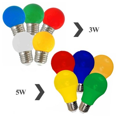 2X E27 LED Birne 3W 5W Leuchtmittel Lampe farbig bunt Deko Lampe rot blau grün