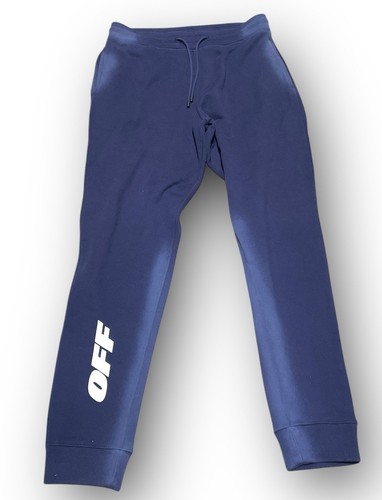 Off-White Main Label Herren Jogginghose Blurred Graphic Gr. L Large Navy Blau