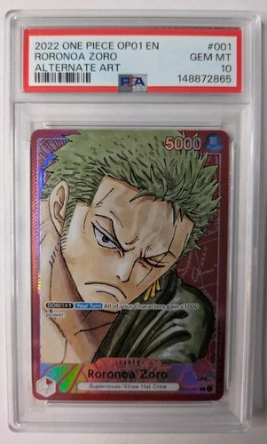 2022 ONE PIECE OP01 ENGLISH RORONOA ZORO ALT ART - PSA 10 - LEADER - #001