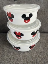 Disney Storage Food Bowls Mickey  Minnie Mouse Nesting Dishes Kitchen Lids