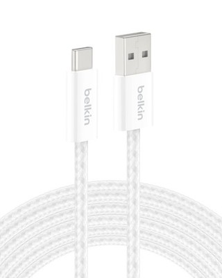 Belkin 9.9ft USB-A to USB-C Braided Charging Cable B0F63ZKJWG - White