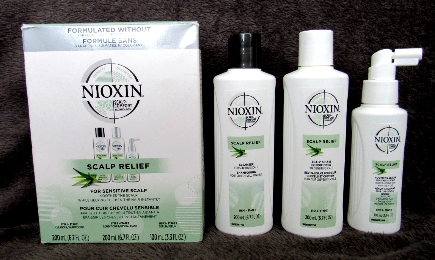 Nioxin Pro Clinical Scalp Relief Hair Thickener Shampoo Conditioner Serum Trio