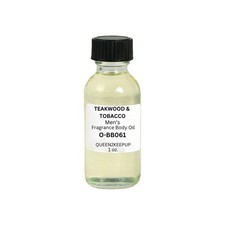 Teakwood  Tobacco Men Body Oil 1 oz Fragrance All Natural Scent