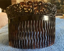 Beautiful Vintage Antique Edwardian Tiara Hair Comb Bakelite Faux Turtle Shell  