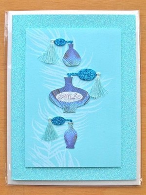 ''Wishes for a Beautiful Mother's Day'' PAPYRUS CARD Handmade 3D PERFUME BOTTLES