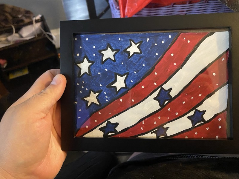 Black Wood 4x6 Photo Frame American Flag Patriotic Matte Clear Glass