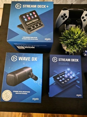 Elgato Stream Deck Plus w/ the XLR Dock, Wave DX mic & OG Stream Deck - all CIB!