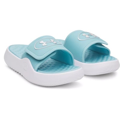 New Under Armour Girls UA G Ignite Pro 8 Slides, Sandals - Blue, Size 3Y