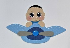 Plane Cute Baby Boy Black Hair. Scrapbook, Card Making Paper Piecing