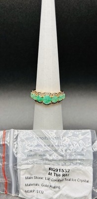 Bomb Party Ring Size 8 RG91532  At The Ritz  LC Teal Ice Crystal on Gold Plating